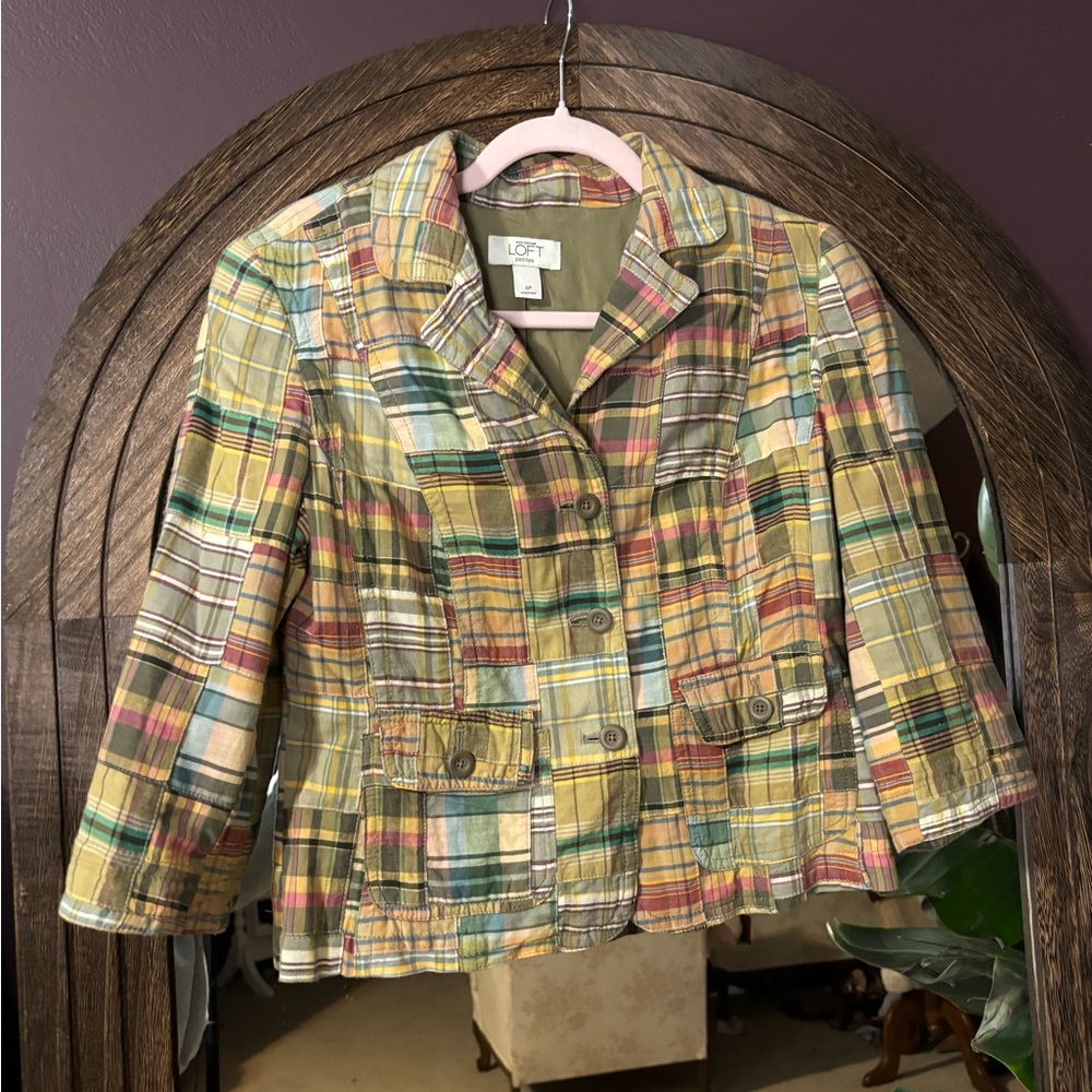 Loft Patchwork Plaid Jacket - Size 6p - image 1
